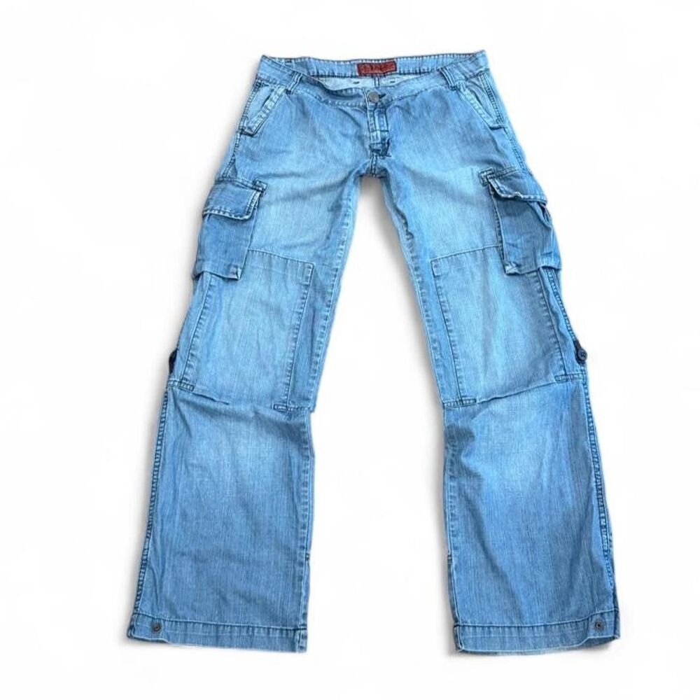Y2K Vintage Low Rise Baggy Mallcore Skater Grunge Hot Kiss Cargo Denim Waist 34”